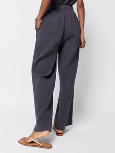 Faherty Womens Dream Cotton Gauze Wide Leg Pant in Washed Black - FINAL SALE