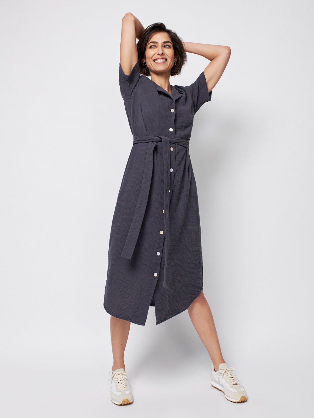 Faherty Womens Nolita Dream Cotton Dress in Washed Black - FINAL SALE