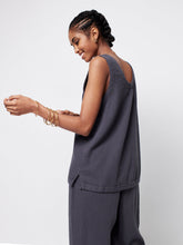 Load image into Gallery viewer, Faherty Womens Dream Cotton Gauze Scoop Tank in Washed Black - FINAL SALE