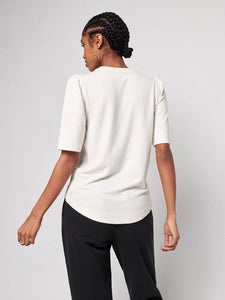 Faherty Womens Cloud Puff S/S Tee in Whisper White - FINAL SALE
