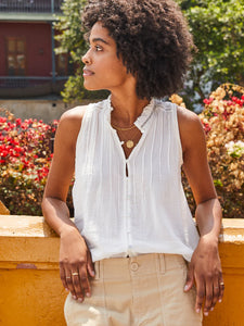 Faherty Willa Sleeveless Top in White