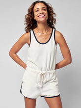 Load image into Gallery viewer, Faherty Womens Cabana Towel Terry Romper in Oyster Multi - FINAL SALE