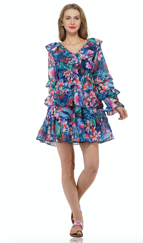 America & Beyond Twilight Jungle Ruffle Dress - FINAL SALE