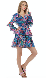 America & Beyond Twilight Jungle Ruffle Dress - FINAL SALE