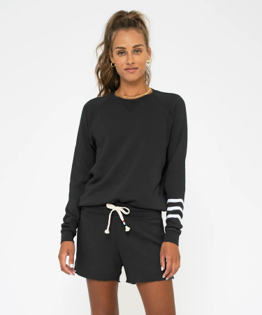 Sol Angeles Essential Coastal Waves Pullover in Vintage Black