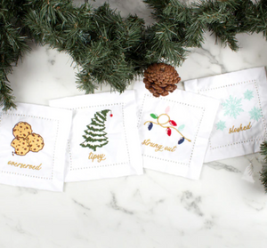 8 Oak Lane Cloth Cocktail Napkin Set - Holiday Fun