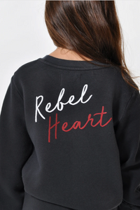 Sol Angeles Kids Rebel Heart Billow Pullover in Vintage Black - FINAL SALE