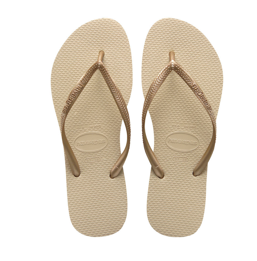Havaianas Slim Flip Flops in Sand Grey Light Golden FINAL SALE