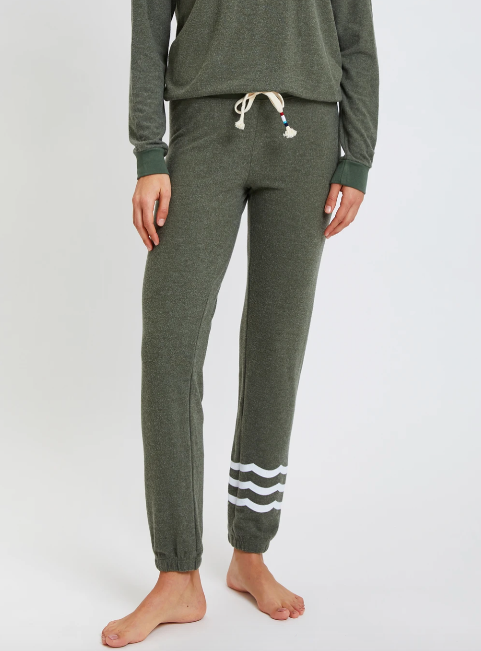 Sol Angeles Essential Hacci Jogger in Olive - FINAL SALE