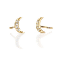 Load image into Gallery viewer, Kris Nations Crescent Moon Pave Stud Earrings