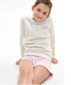 Sol Angeles Kids Neon Waves Pullover Ecru - FINAL SALE