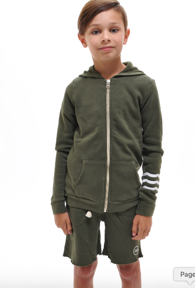 Sol Angeles Kids Waves Zip Hoodie Olive - FINAL SALE