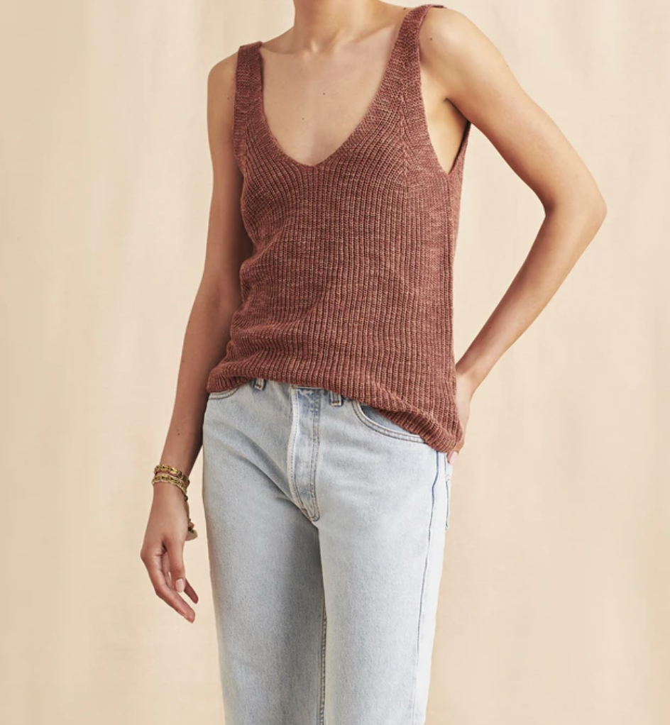 Faherty Womens Out East Sweater Tank in Russet - FINAL SALE