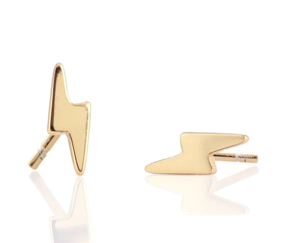 Kris Nations Lightning Bolt Stud Earrings - 18K Gold Vermeil