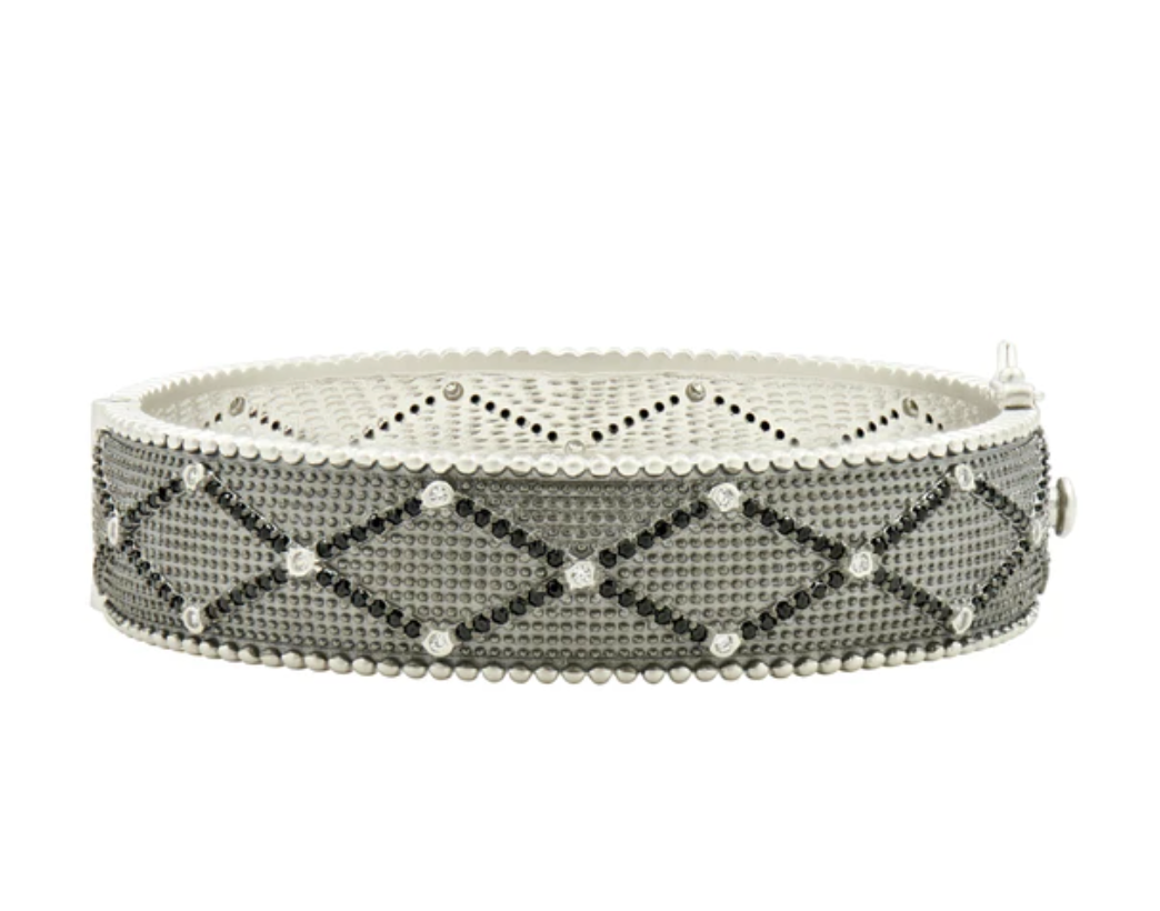 FREIDA ROTHMAN Industrial Finish Textured Hinged Bangle