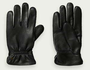 Scotch & Soda Grain-Leather Gloves in Black