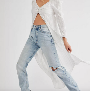 Free People Luna Maxi Top in Painted White - FINAL SALE