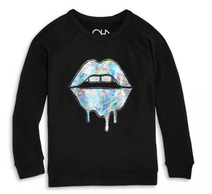 Chaser Kids Sassy Lips Pullover in Black - FINAL SALE
