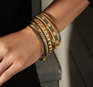 FREIDA ROTHMAN Signature Bezel Pave Hinge Bracelet - Gold & Black