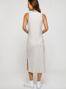 Sol Angeles Stripe Fleece Midi Dress in Natural - FINAL SALE