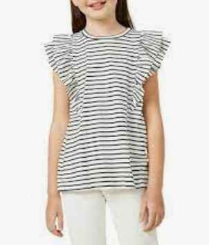 Hayden Girls Layered Ruffle Stripe Tee - FINAL SALE