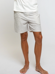 Sol Angeles Mens Stripe Fleece Short in Natural - FINAL SALE