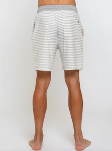 Sol Angeles Mens Stripe Fleece Short in Natural - FINAL SALE