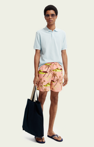 Scotch & Soda Mens Garment Dyed Washed Pique Polo In Organic Cotton - FINAL SALE