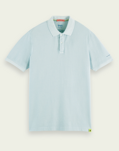 Scotch & Soda Mens Garment Dyed Washed Pique Polo In Organic Cotton - FINAL SALE