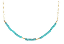 Load image into Gallery viewer, Kris Nations Gemstone Heishi Beaded Chain Necklace - 18k - Turquoise
