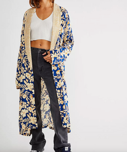 Free People Wild Nights Duster in Blue Floral - FINAL SALE