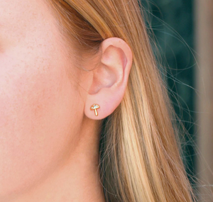 Kris Nations Mushroom Crystal Stud Earrings - 18K Gold Vermeil