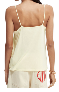 Scotch & Soda Jersey Tank Top w/Woven Front in Cream - FINAL SALE
