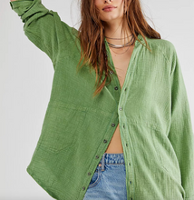 Load image into Gallery viewer, Free People Summer Daydream Buttondown in Cool Moss - FINAL SALE