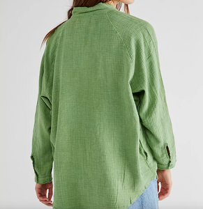 Free People Summer Daydream Buttondown in Cool Moss - FINAL SALE