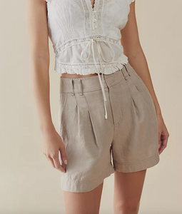 Free People Chelsea Linen Short in Sand - FINAL SALE