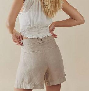 Free People Chelsea Linen Short in Sand - FINAL SALE