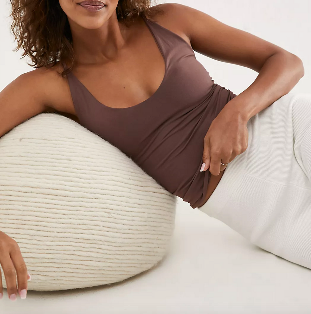 Free People Seamless V-Neck Cami in Chocolate Lava