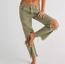 Load image into Gallery viewer, Free People Maggie Mid-Rise Straight-Leg Denim in Moss - FINAL SALE
