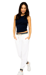 Sol Angeles Womens Boucle Echo Stripe Jogger in White - FINAL SALE
