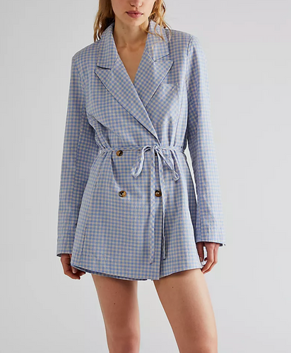 Free People Sweet and Salty Jumpsuit in Blue Gingham Combo - FINAL SALE