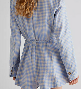 Free People Sweet and Salty Jumpsuit in Blue Gingham Combo - FINAL SALE
