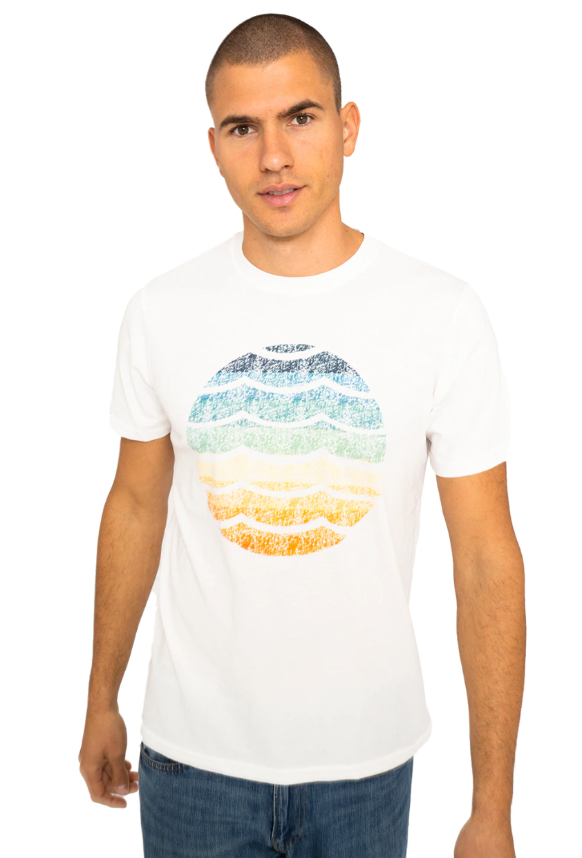 Sol Angeles Mens Faded Color Waves Crew in Dirty White - FINAL SALE