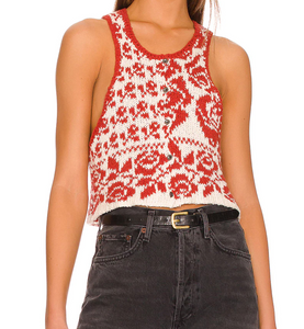 Free People Rosie Vest in Red Rose Combo - FINAL SALE