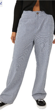 Load image into Gallery viewer, Free People Kate Gingham Straight-Leg Pant in Blue - FINAL SALE