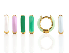 Load image into Gallery viewer, Kris Nations Enamel Huggie Hoop Earrings