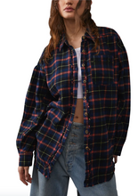 Load image into Gallery viewer, Free People Happy Hour Plaid Shirt in Navy Plaid - FINAL SALE