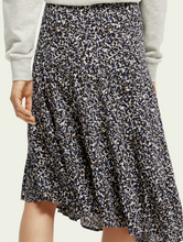 Load image into Gallery viewer, Scotch &amp; Soda  Asymetric Tiered Skirt in Navy/Blk/Ivory Print - FINAL SALE