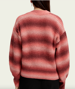 Scotch & Soda Knitted Cardigan w/ Puffy Sleeves in Coral Ombre - FINAL SALE