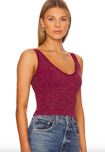 Free People Lurex Solid Rib Brami In WIne Combo